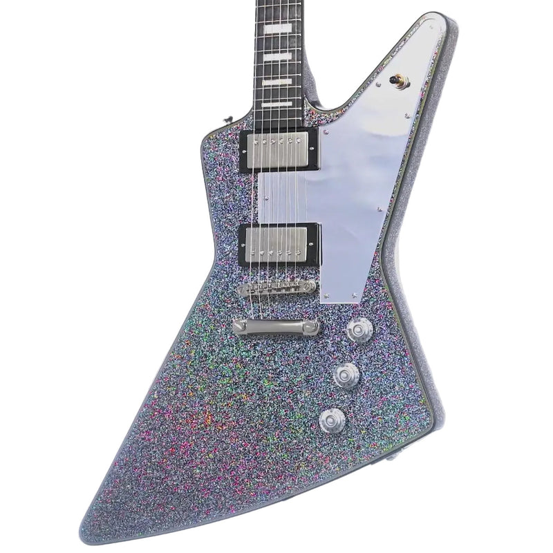Epiphone Lzzy Hale Explorer Custom Guitar w/ Hardshell Case - Black Diamond Holographic Sparkle