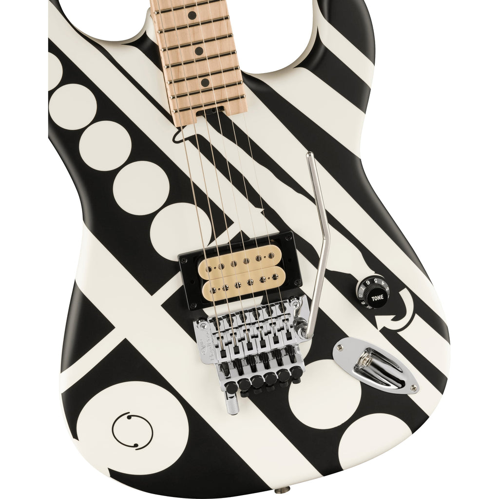 EVH Striped Series "Circles" Guitar (1981 Fair Warning Era Reissue) - White and Black