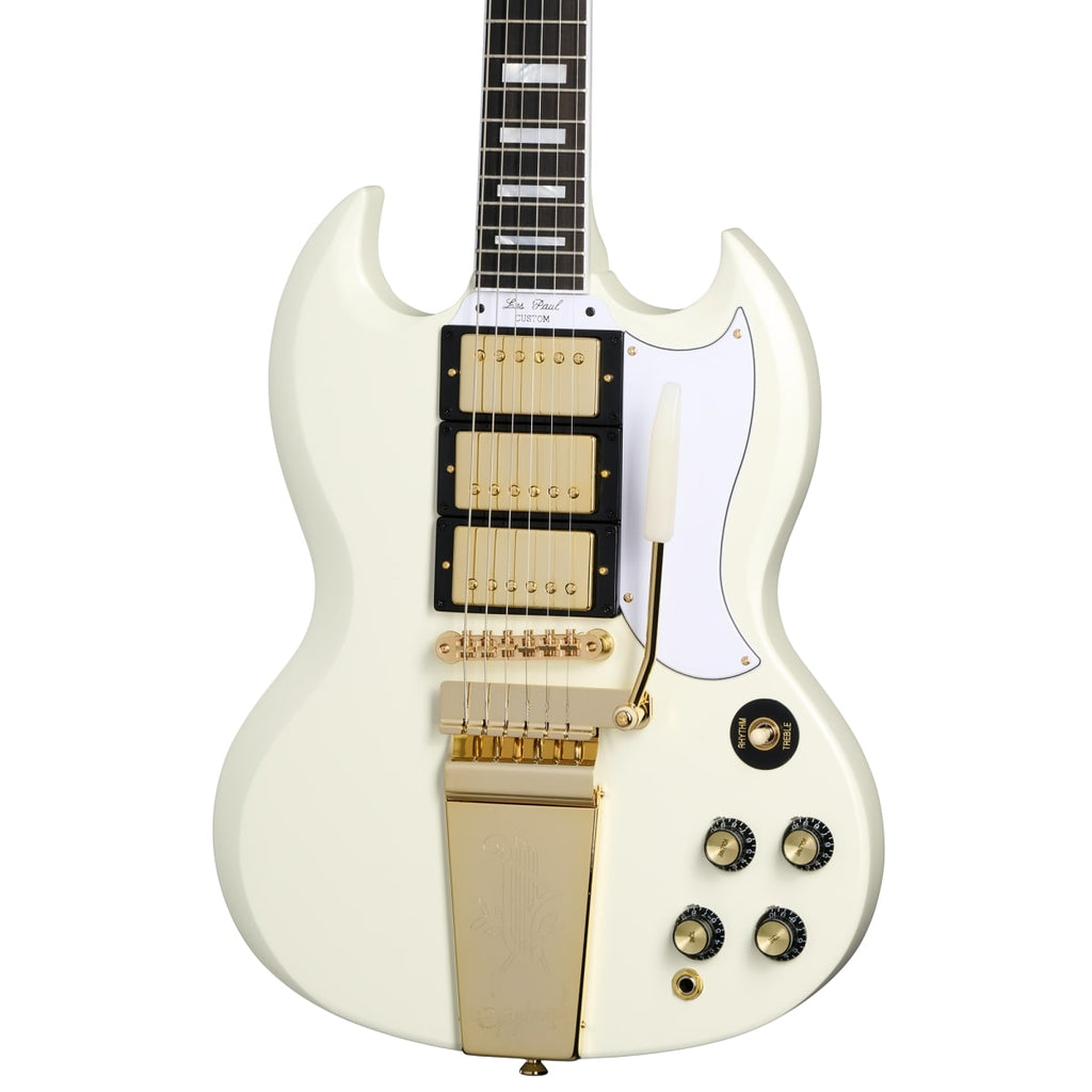 Epiphone "Inspired by Gibson Custom Shop" 1963 Les Paul SG Custom w/ Maestro Vibrola & Hard Case - Classic White