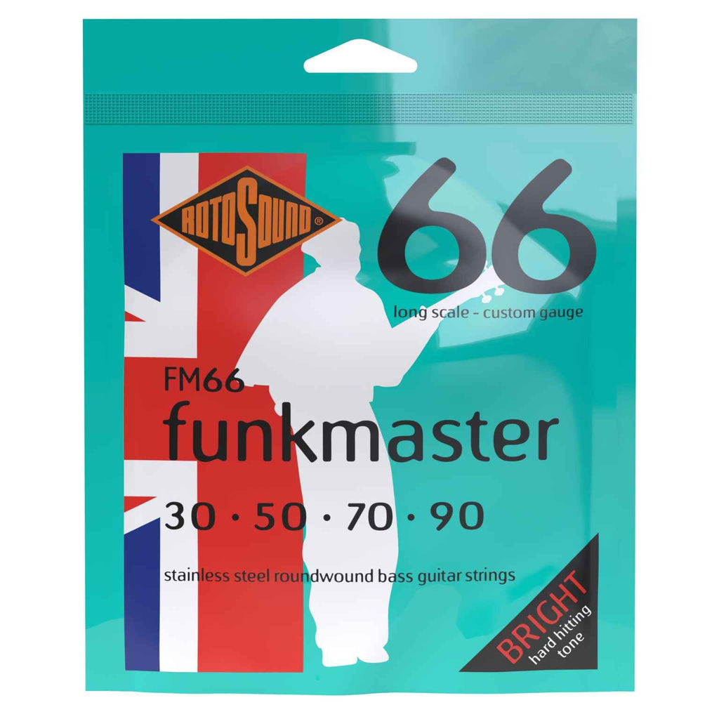 Rotosound FM66 Swing Bass Mark King Funkmaster 66 Stainless Steel Roundwound Bass Guitar Strings - 30-90 Long Scale