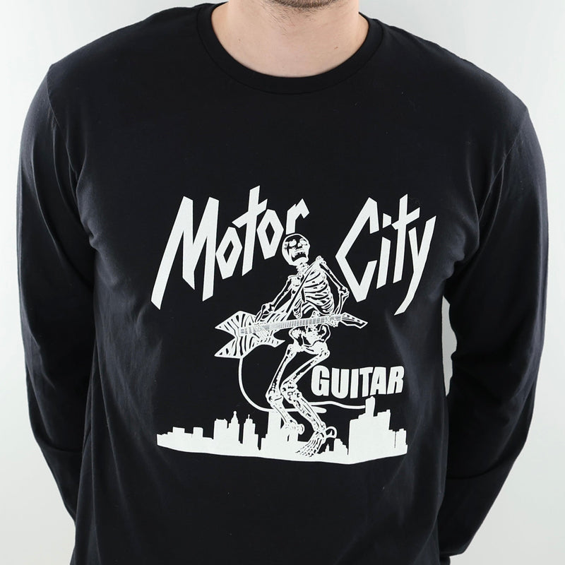 Motor City Guitar Glow-in-the-Dark 1980's Skeleton Logo Long Sleeve T-Shirt - 2XL