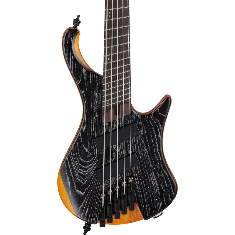 Ibanez EHB1135MS Bass Workshop 5-string Multi-Scale Bass w/ Bartolini Pickups & Gig Bag - Silver Wave Black Low Gloss