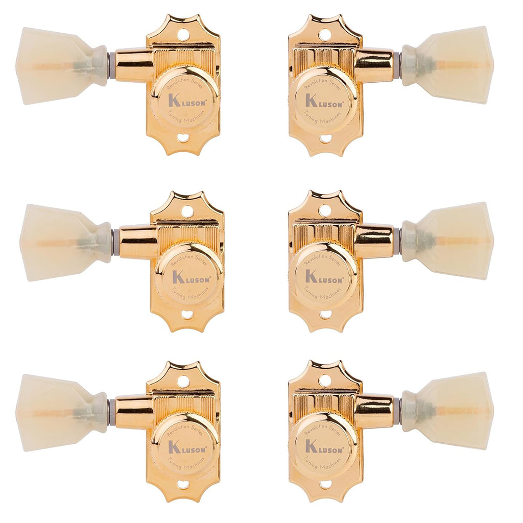 Kluson 3 Per Side Locking Revolution Series G-Mount Tuning Machines - Gold