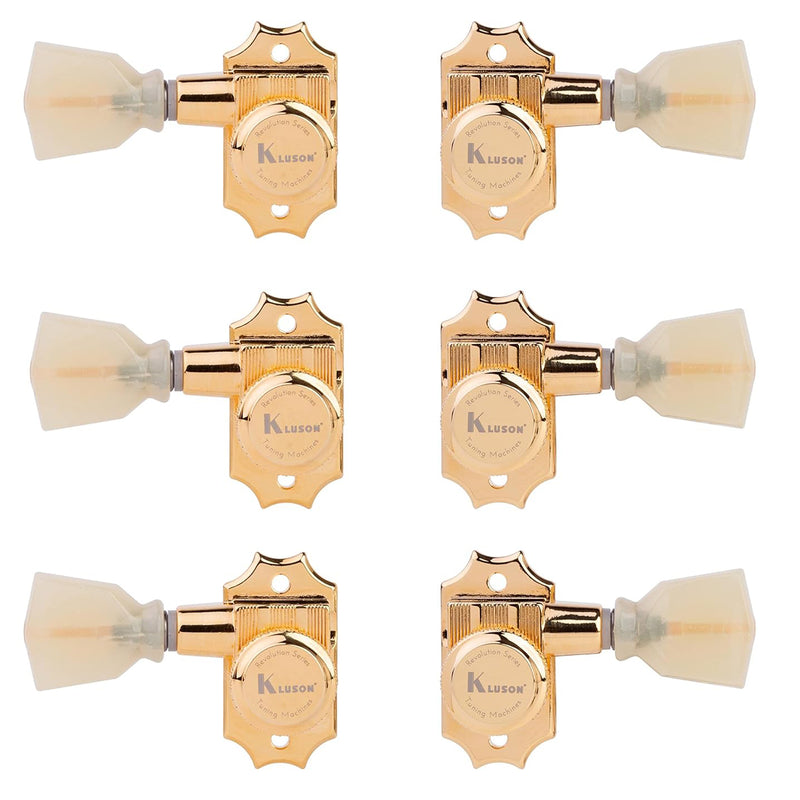 Kluson 3 Per Side Locking Revolution Series G-Mount Tuning Machines - Gold
