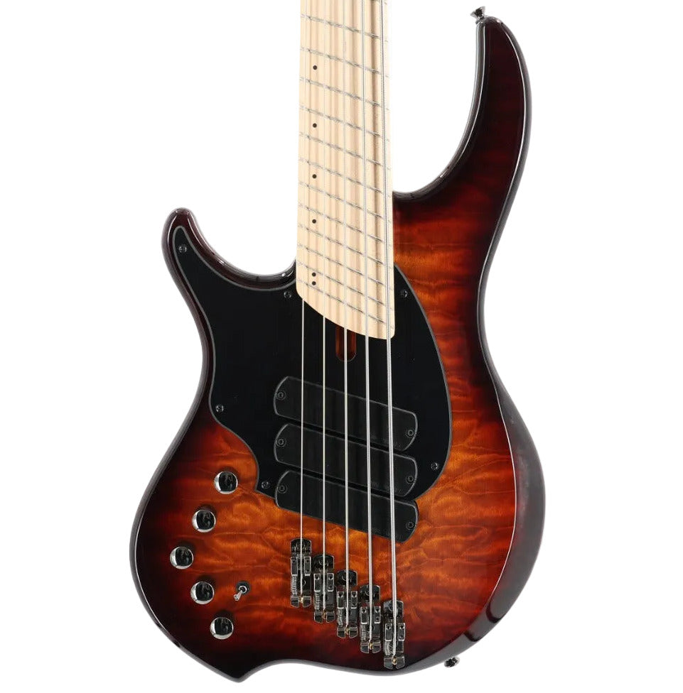 Dingwall Left-Handed Combustion 3X 5-String Multi-Scale Bass - 3-Pickup Quilt Top Vintageburst w/Maple Fretboard