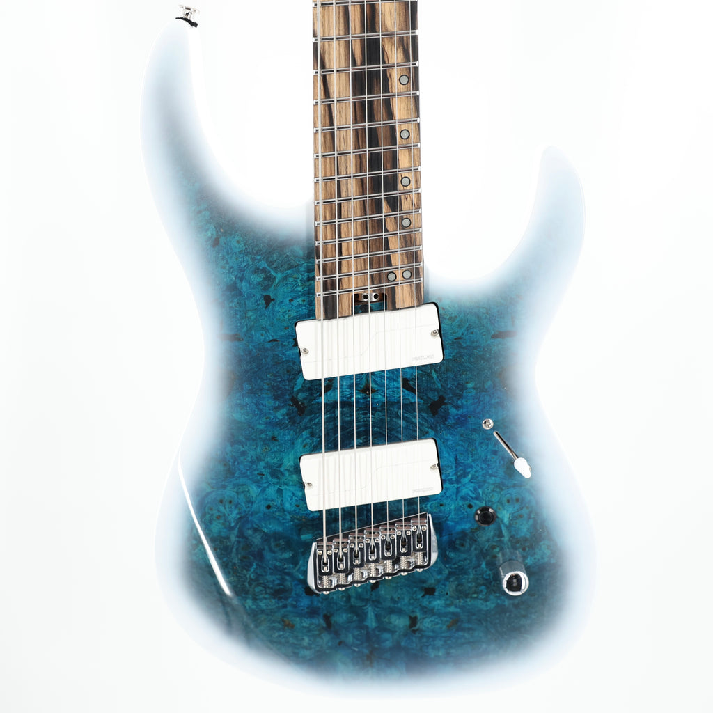 Legator Ninja N7FOD 7-String Multiscale Guitar w/ Fishman Pickups - Gloss Buckeye Arctic Blue