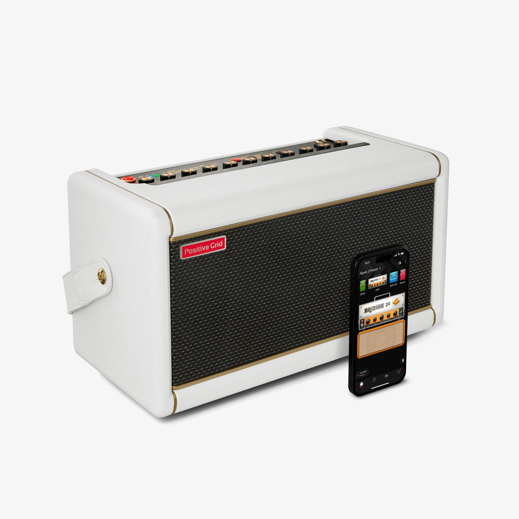 Positive Grid Spark 2 Pearl 50-Watt Smart Guitar Practice Amp & Bluetooth Speaker - Pearl