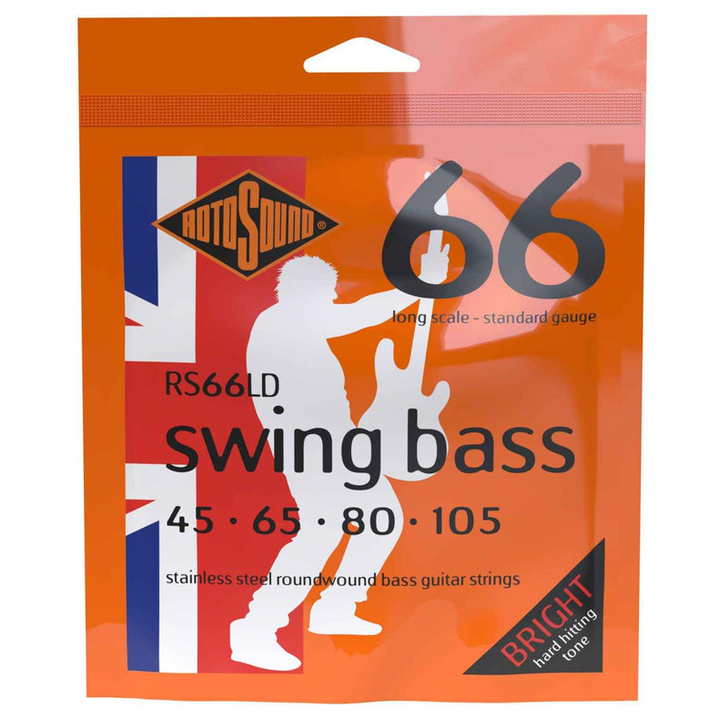 Rotosound RS66LD Swing Bass 66 Stainless Steel Roundwound Bass Strings - 45-105 Long Scale Standard Gauge