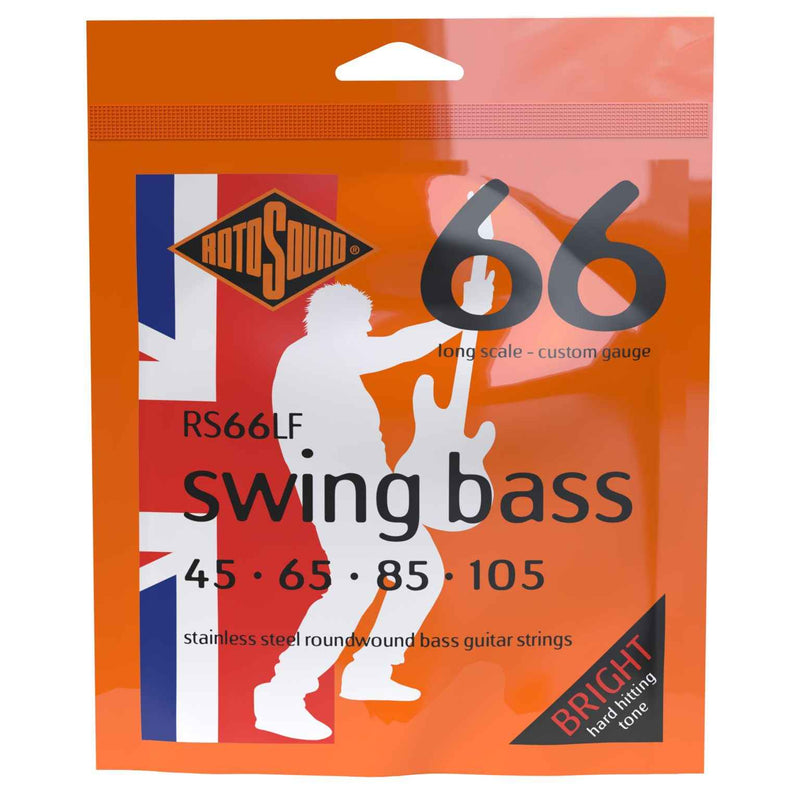 Rotosound RS66LF Swing Bass 66 Stainless Steel Roundwound Bass Strings - 45-105 Long Scale Custom Gauge