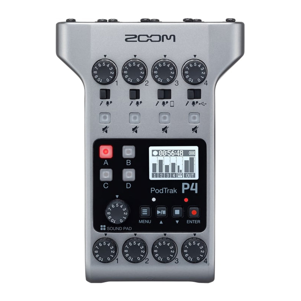 Zoom PodTrak P4 4-input Ultimate Recorder and USB Interface with 4 XLR Inputs for Podcasting