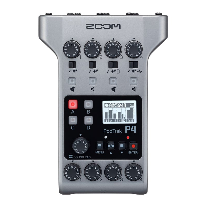 Zoom PodTrak P4 4-input Ultimate Recorder and USB Interface with 4 XLR Inputs for Podcasting