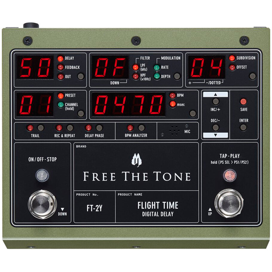 Free The Tone FT-2Y Flight Time 2 Digital Delay Electric Guitar Effects Pedal