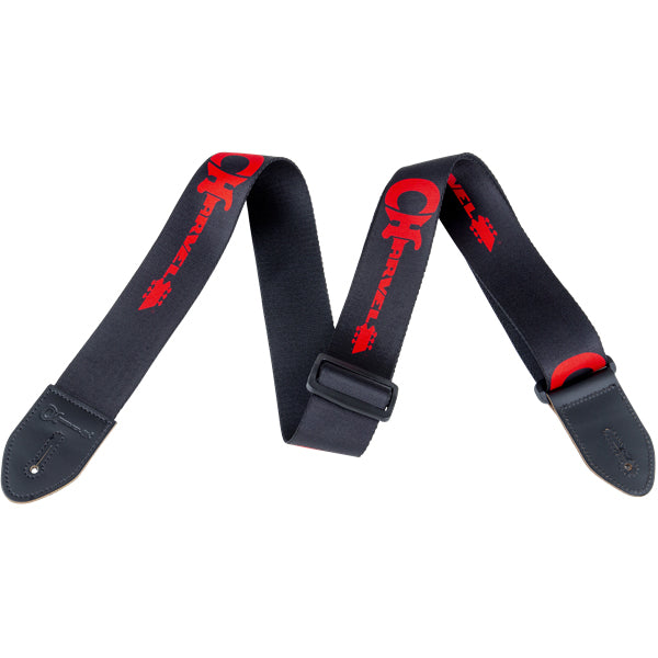 Charvel Guitar Strap, Black with Red Logo