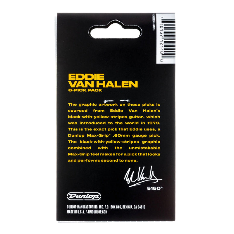 Dunlop EVH Eddie Van Halen VHII Bumblebee Player's Pack - 6 Black & Yellow Striped Guitar Picks