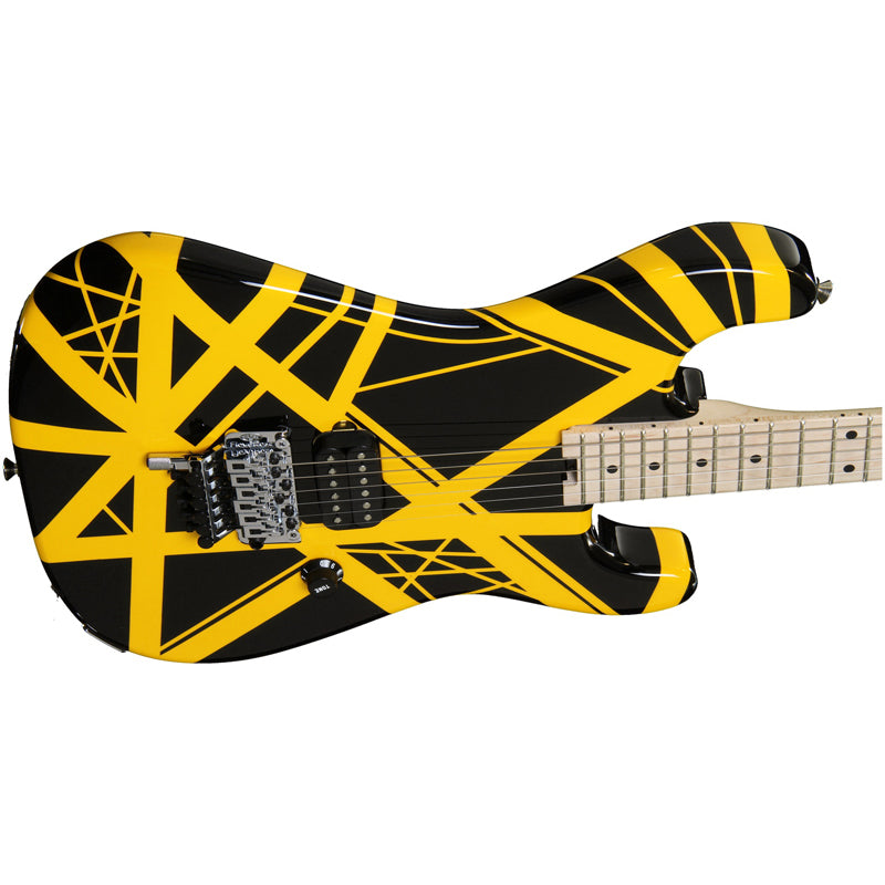 EVH Striped Electric Guitar Black with Yellow Stripes