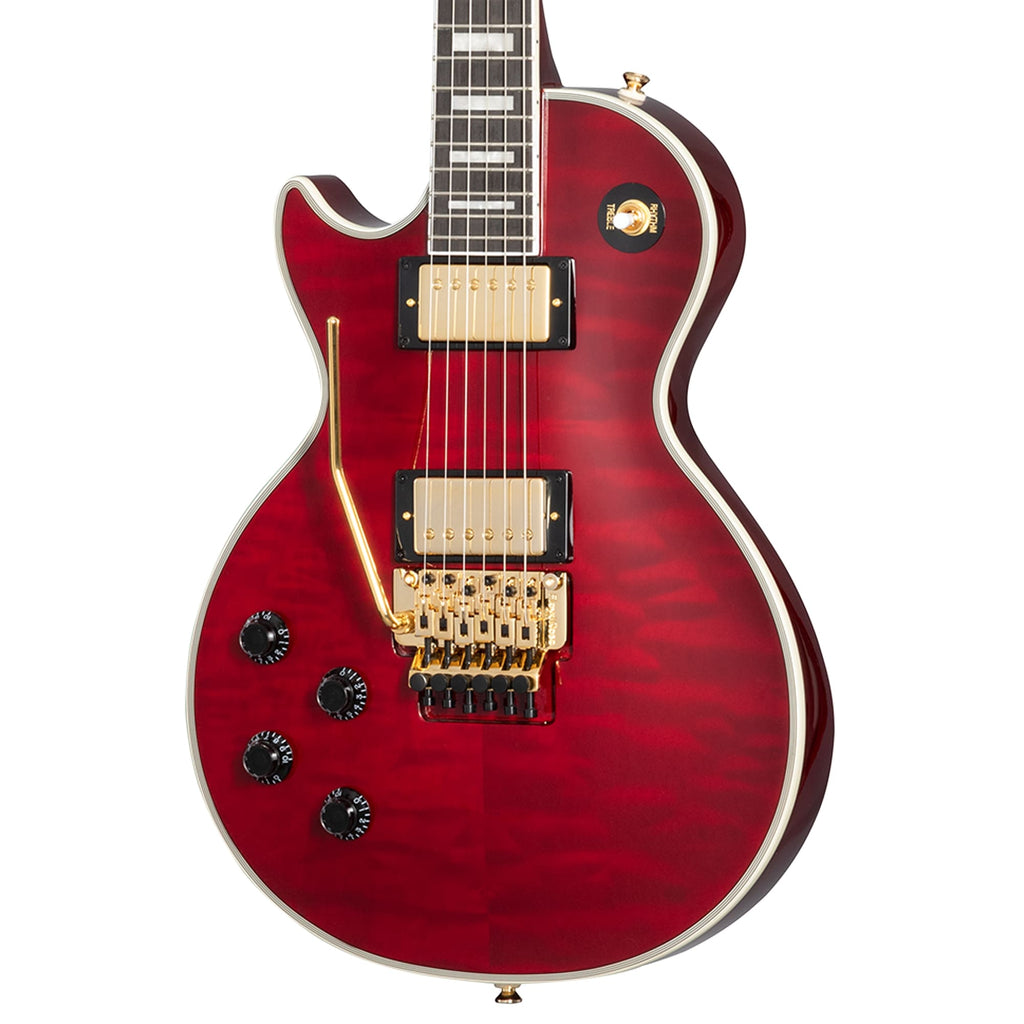 Epiphone Alex Lifeson Signature Les Paul Custom Axcess Left-Handed Guitar - Quilt Ruby