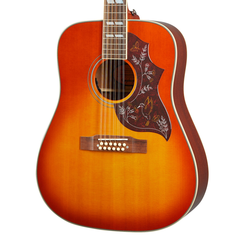 Epiphone Inspired by Gibson Hummingbird 12-String Acoustic Electric Guitar - Aged Cherry Sunburst Gloss