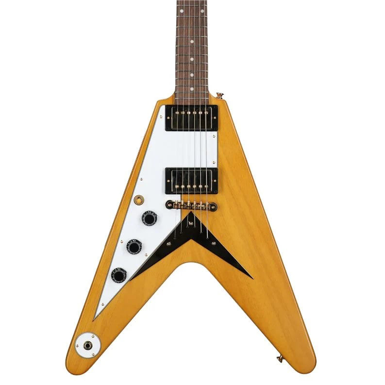 Epiphone Inspired by Gibson Custom Shop 1958 Korina Flying V Left-Handed Guitar w/Hardshell Case - Aged Natural
