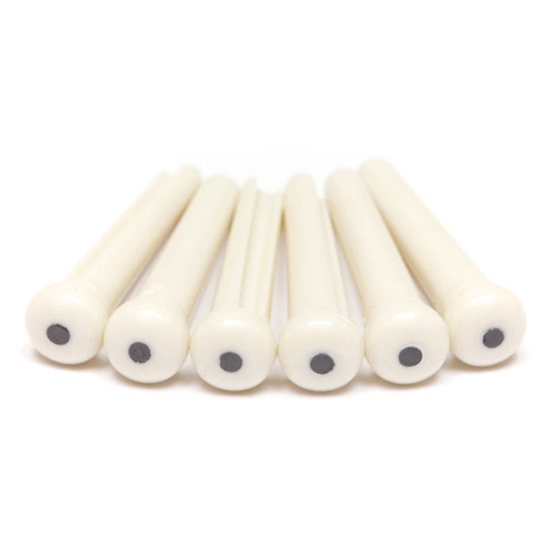 Graph Tech PP-1122-00 TUSQ Traditional Style Bridge Pin Set - White with 2mm Black Dot (set of 6)