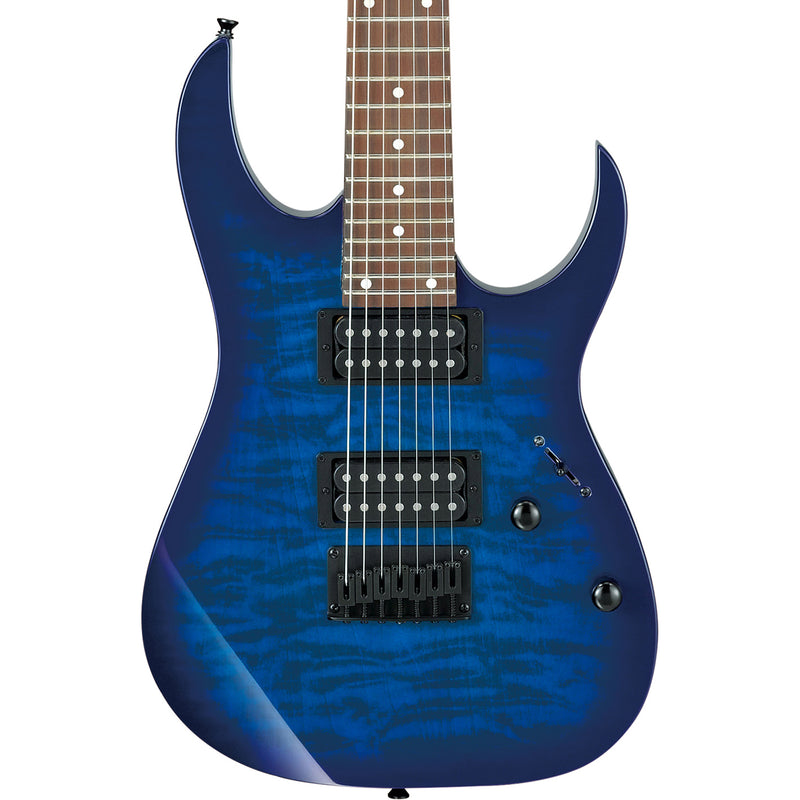 Ibanez Gio GRG7221QA 7-String Guitar - Transparent Blue Burst