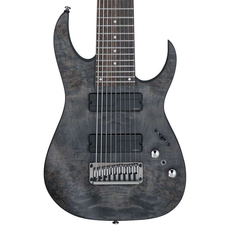 Ibanez Axe Design Lab RG9PB 9-string Guitar w/ Fishman Fluence Pickups - Transparent Gray Flat