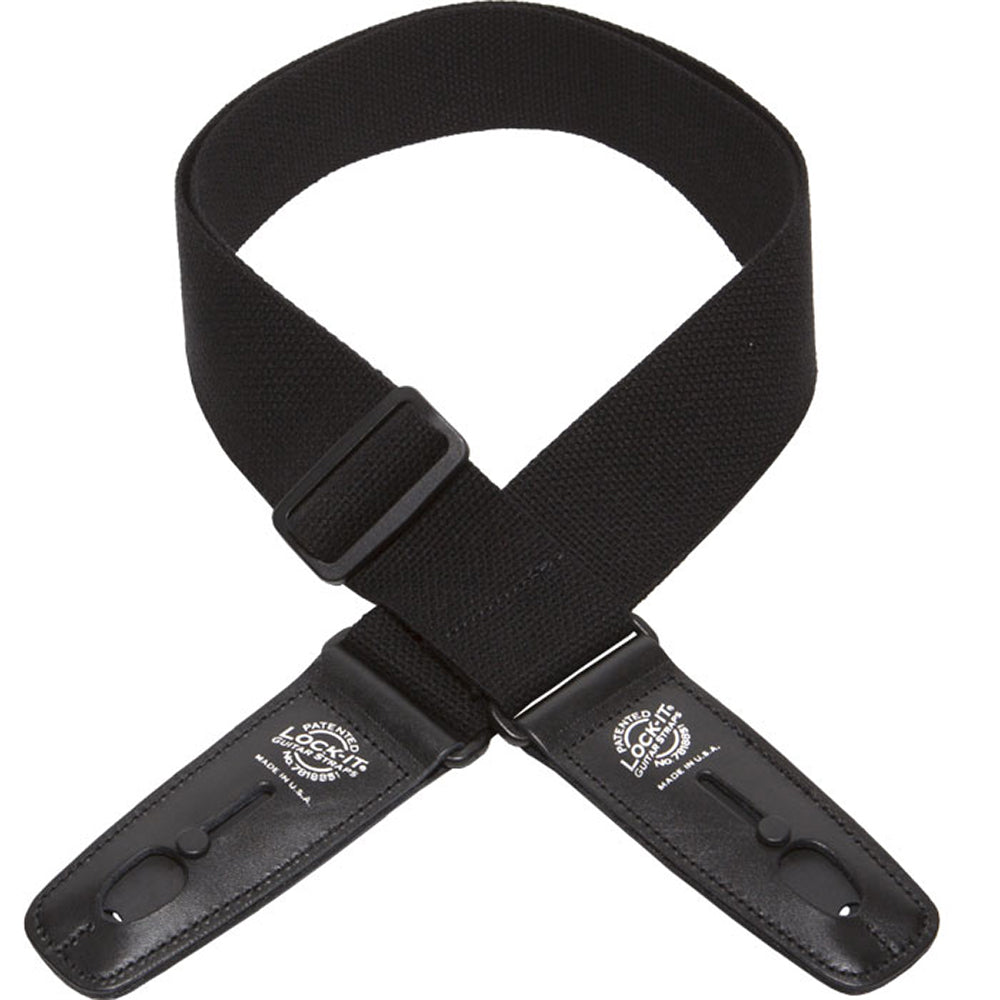 Lock-It Cotton Series Locking Guitar Strap - Black