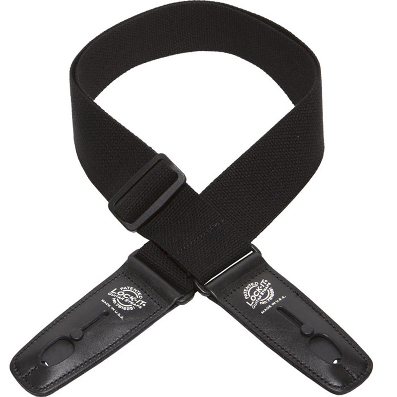Lock-It Cotton Series Locking Guitar Strap - Black