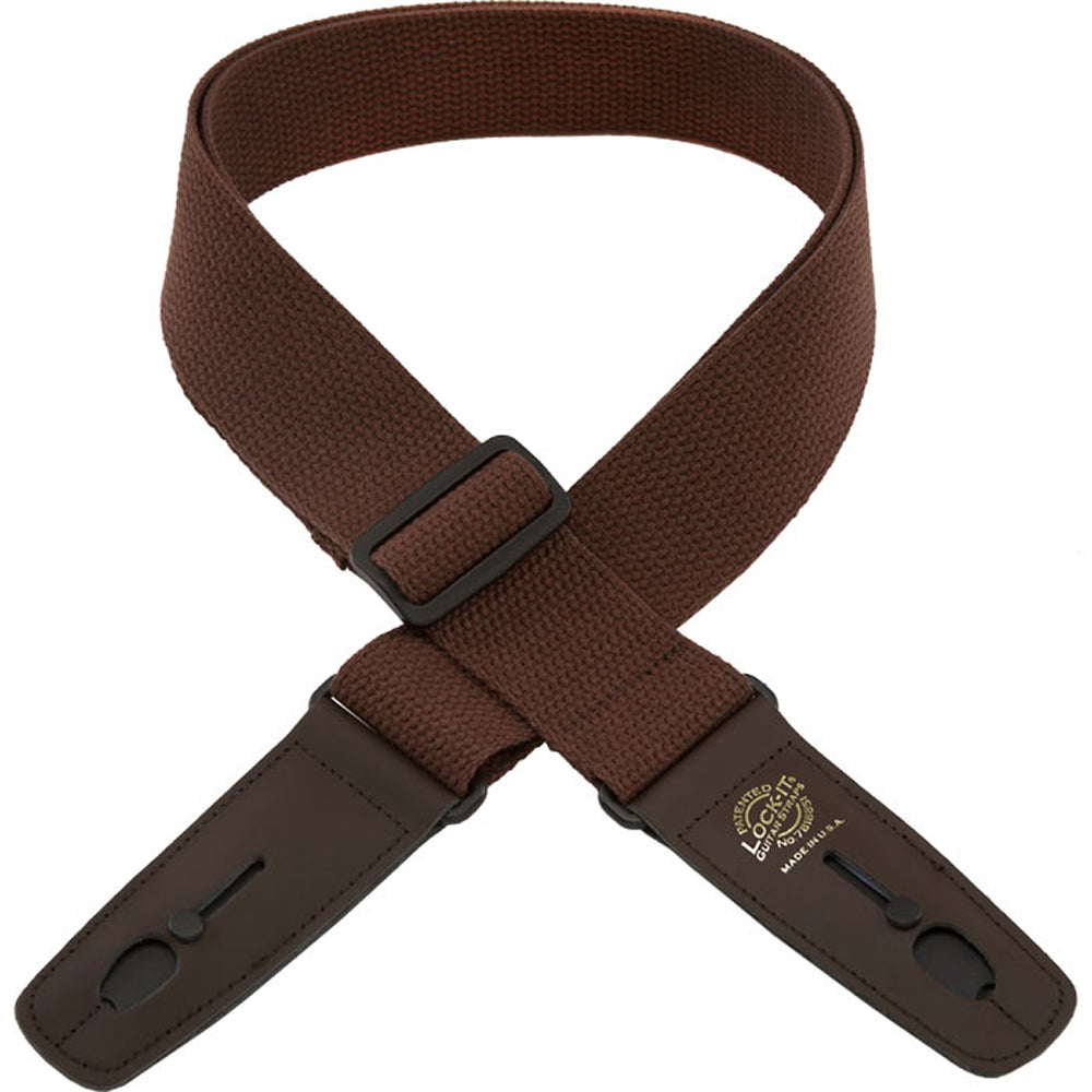 Lock-It Cotton Series Locking Guitar Strap - Brown