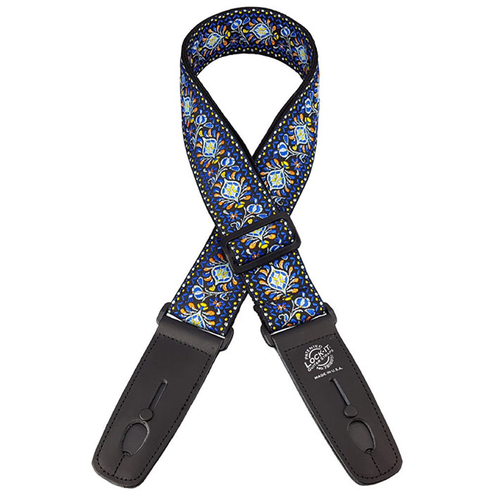 Lock-It Retro Vintage Series Locking Guitar Strap - Blue Chill