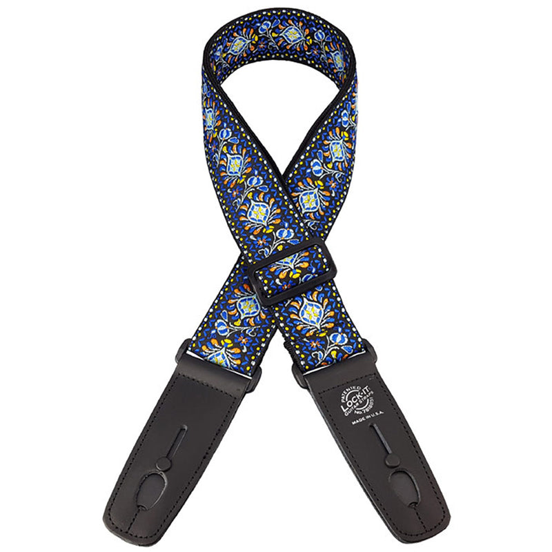 Lock-It Retro Vintage Series Locking Guitar Strap - Blue Chill