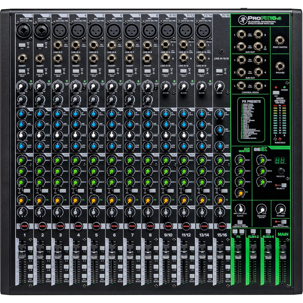 Mackie ProFX16v3 16 Channel 4-bus Professional Effects Mixer with USB