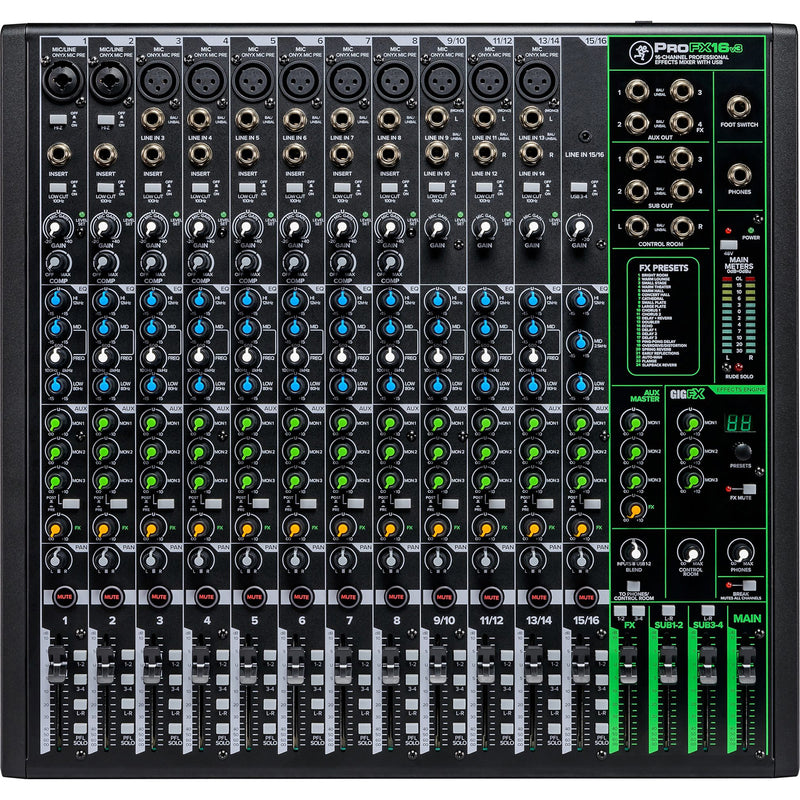 Mackie ProFX16v3 16 Channel 4-bus Professional Effects Mixer with USB