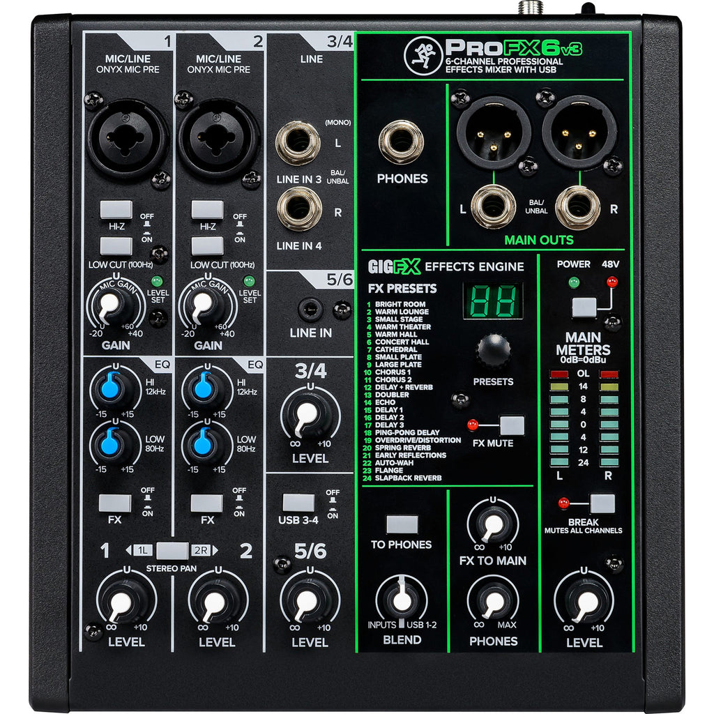 Mackie ProFX6v3 6 Channel Professional Effects Mixer with USB