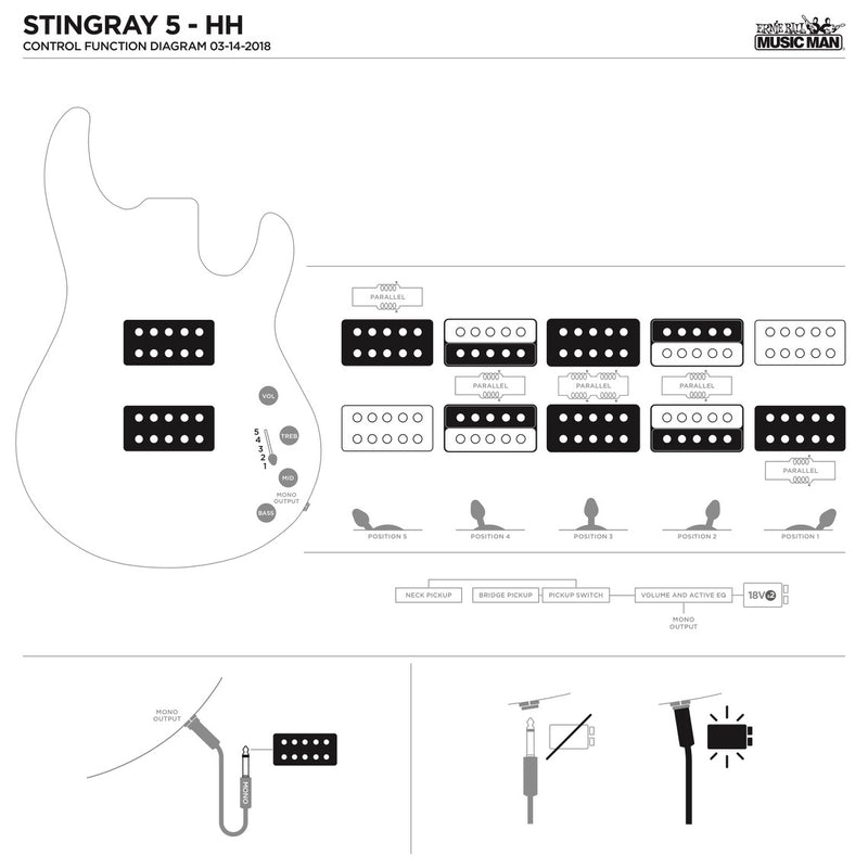 Music Man StingRay Special 5 HH - Smoked Chrome - Roasted Maple/Ebony (Black Headstock) - MHS