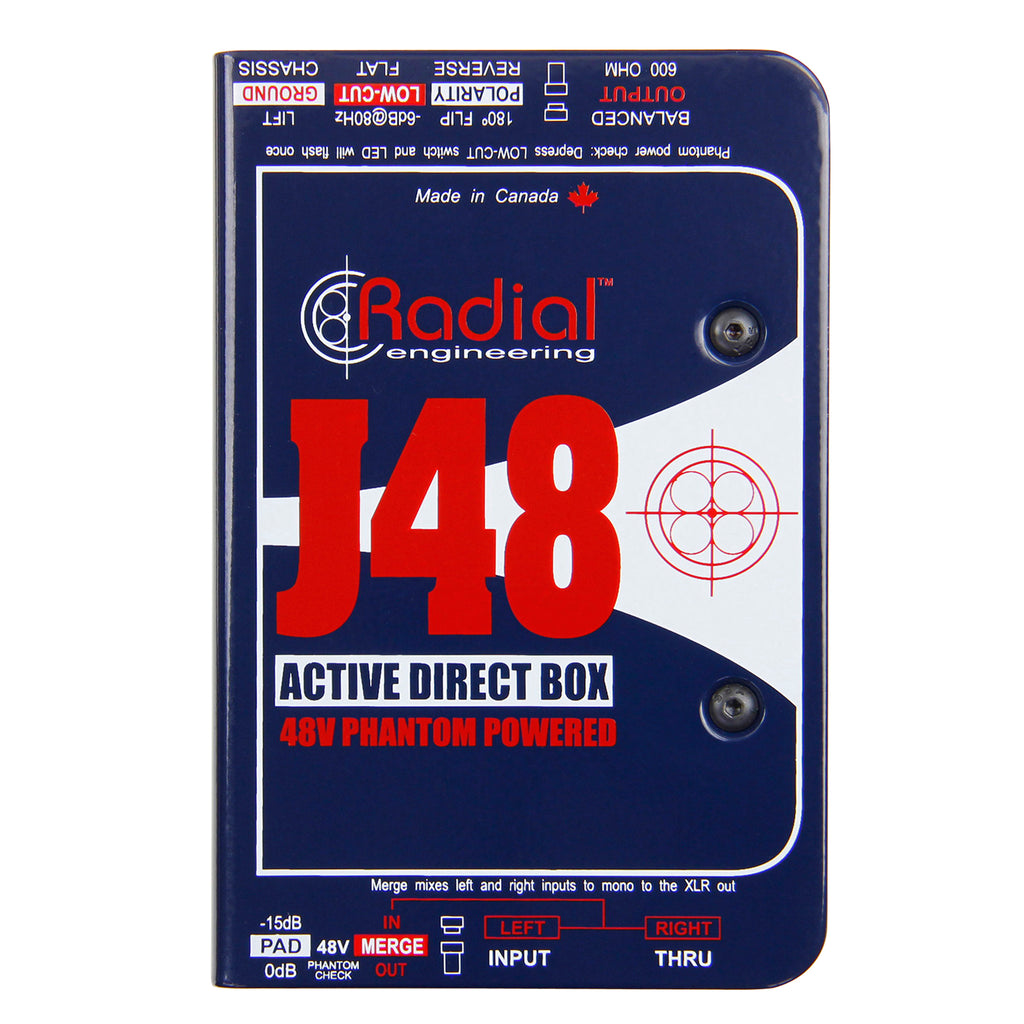 Radial J48 1-Channel Phantom Powered Active 48v Direct Box