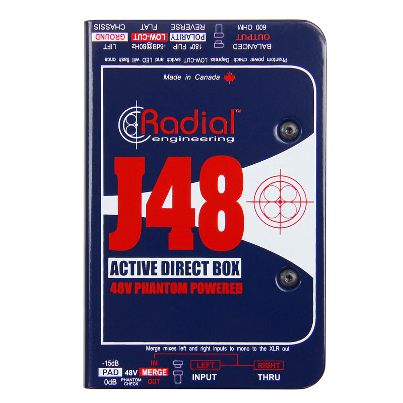 Radial J48 1-Channel Phantom Powered Active 48v Direct Box