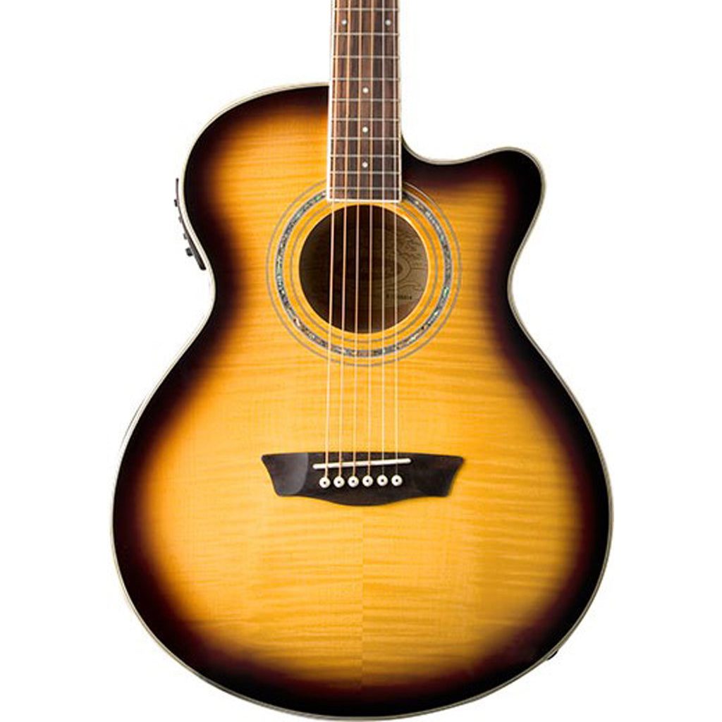 Washburn EA15 Festival Series Mini Jumbo Cutaway Acoustic Electric Guitar - Tobacco Burst