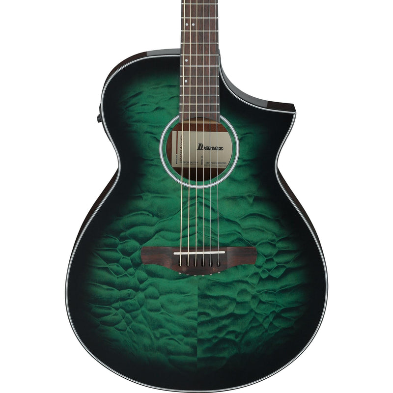 Ibanez AEWC16Q Acoustic-Electric Guitar - Trans Emerald Burst