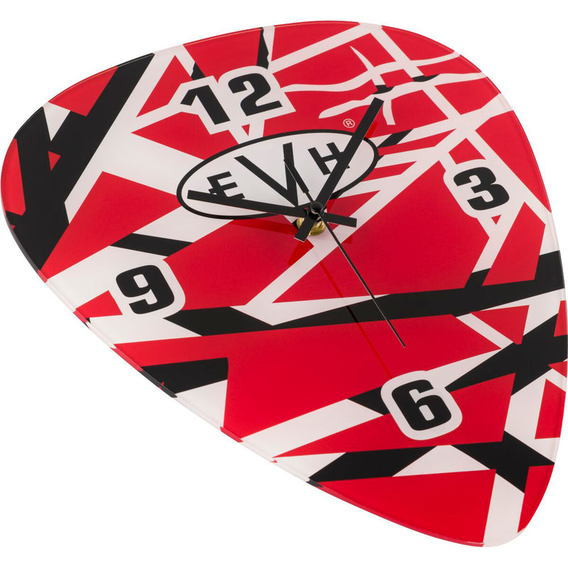 EVH Eddie Van Halen Pick Shape Clock - Red/White/Black Stripes