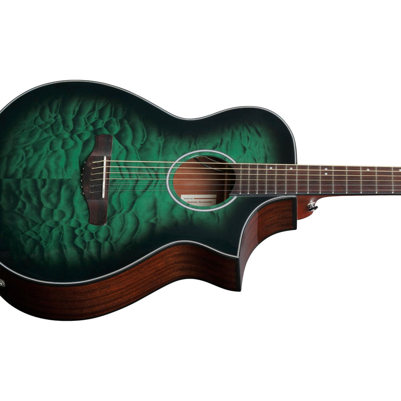 Ibanez AEWC16Q Acoustic-Electric Guitar - Trans Emerald Burst