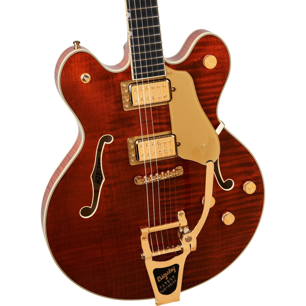 Gretsch Broadkaster LX Figured Center Block Semi-Hollow Guitar w/ String-Thru Bigsby & Hardshell Case - Bourbon Stain