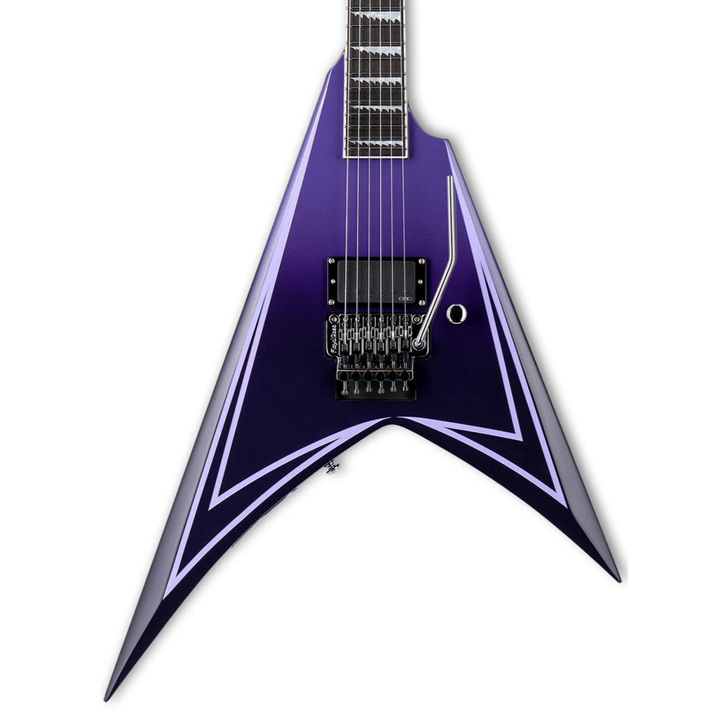 ESP LTD Alexi Laiho Hexed Sawtooth Guitar w/ EMG Passive Pickup & Form Fit Case - Purple Fade w/ Pinstripes
