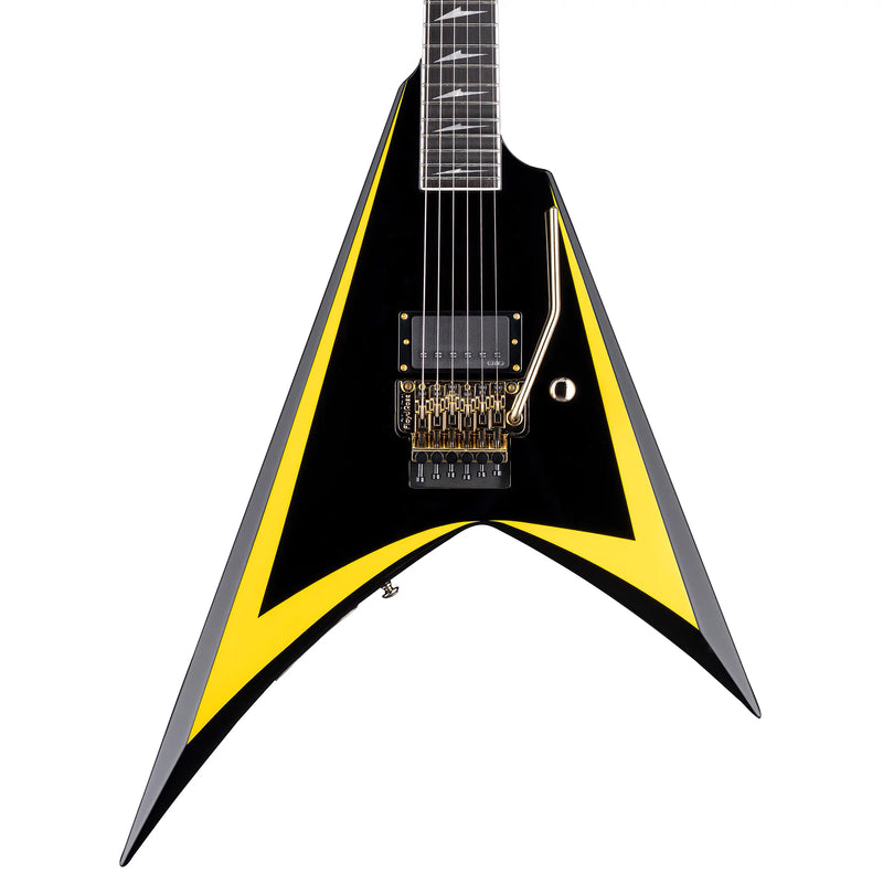 ESP LTD Alexi Laiho Signature 20th Anniversary Arrowhead Guitar w/ EMG Pickup & Hardshell Case - Black with Yellow Bevels
