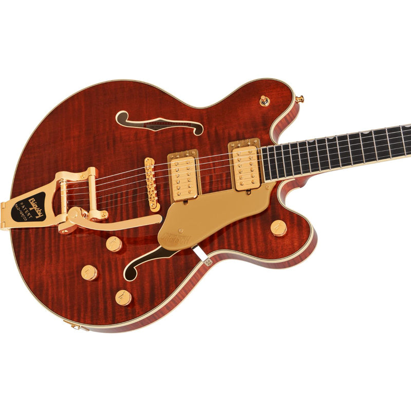 Gretsch Broadkaster LX Figured Center Block Semi-Hollow Guitar w/ String-Thru Bigsby & Hardshell Case - Bourbon Stain