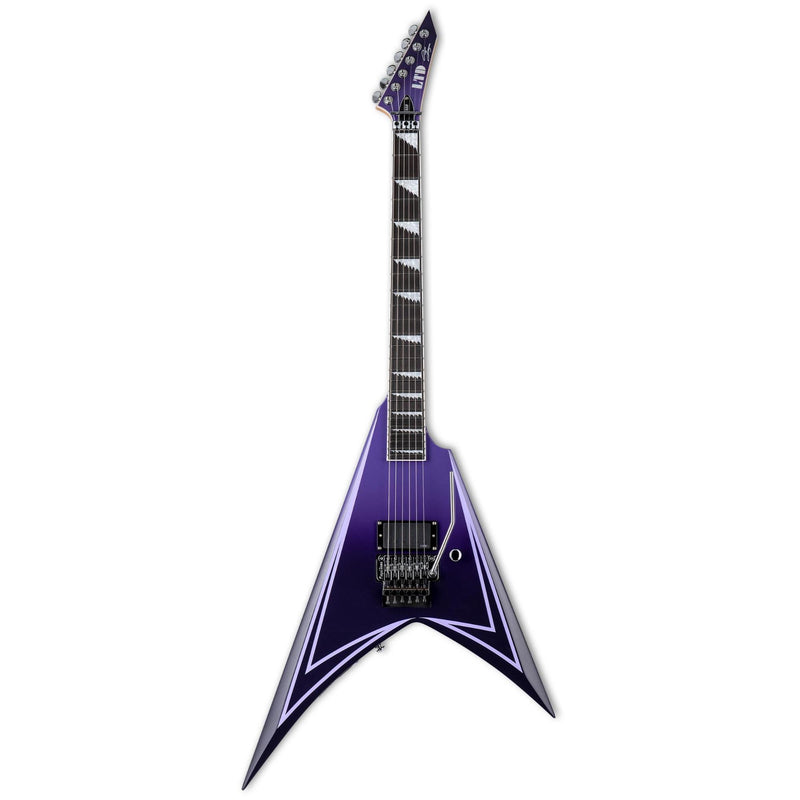 ESP LTD Alexi Laiho Hexed Sawtooth Guitar w/ EMG Passive Pickup & Form Fit Case - Purple Fade w/ Pinstripes