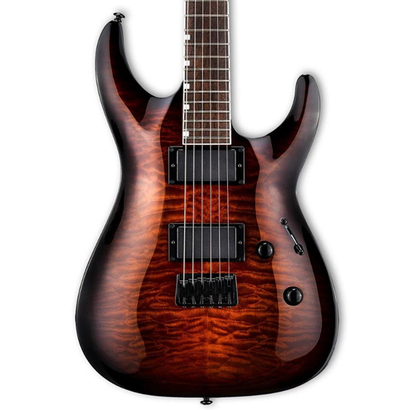 ESP LTD MH-200HT/QM Guitar - Dark Brown Sunburst