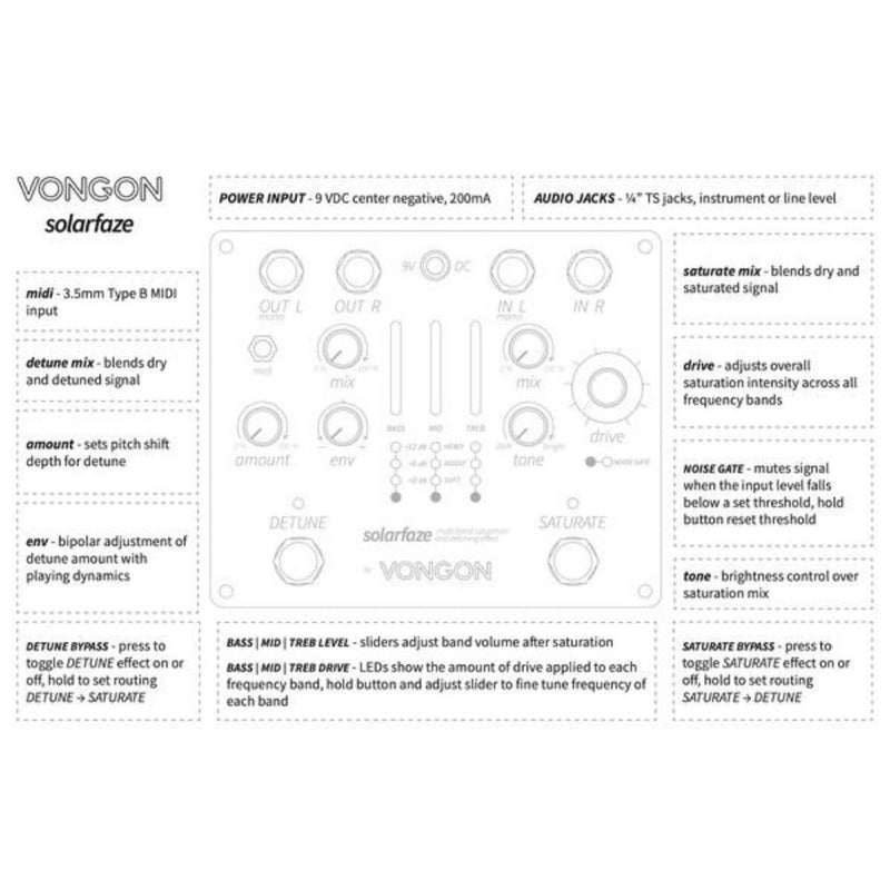 VONGON Solarfaze Multi-Band Saturation and Detuning Effect Pedal