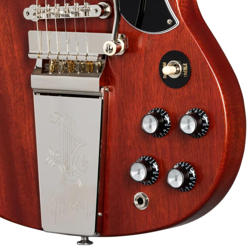 Gibson SG Standard '61 Faded Maestro Vibrola Guitar w/ Hardshell Case - Vintage Cherry Satin