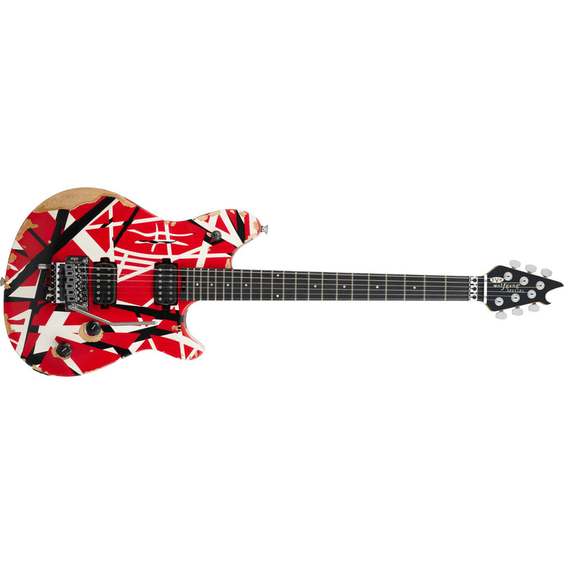 EVH Limited Edition Wolfgang Special Striped Series Guitar w/ Gig Bag - Red Black and White Aged