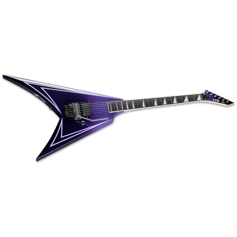 ESP LTD Alexi Laiho Hexed Sawtooth Guitar w/ EMG Passive Pickup & Form Fit Case - Purple Fade w/ Pinstripes